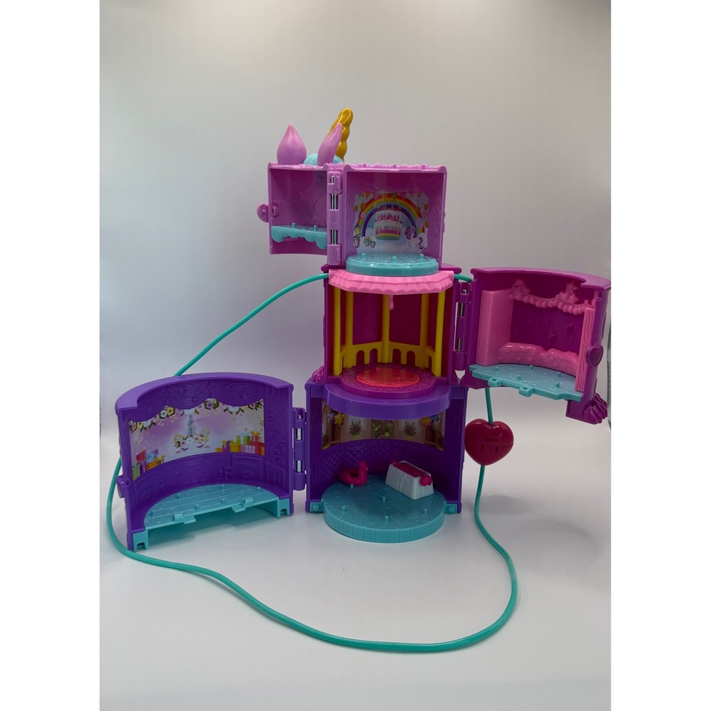 Polly Pocket HGC39 Unicorn Party Playset Tiered Cake Compact Purple Teal Strap